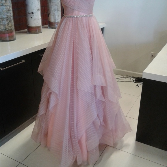 Jovani 57958 Blush Embellished Belt V-neck - Picture 3 of 6